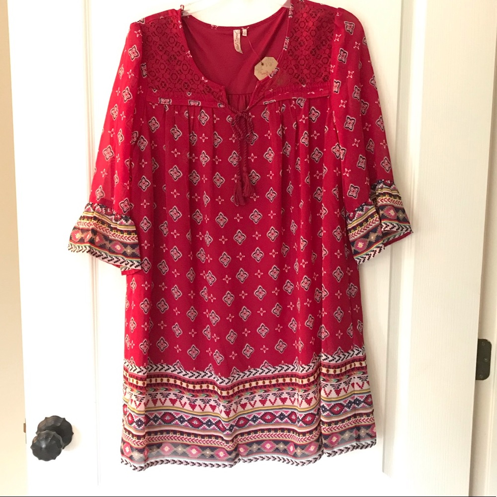 NWT Red Camel Dress 3/4 sleeve
